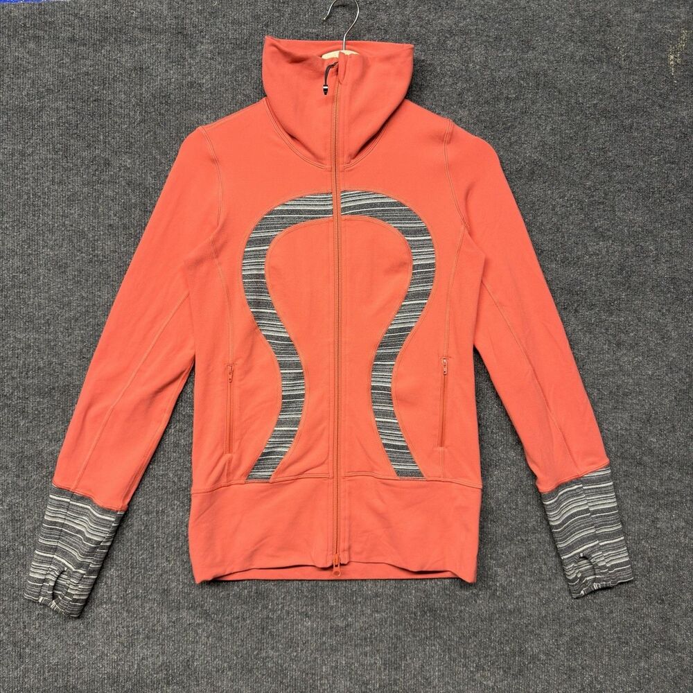 Lululemon Womens Salmon In Stride Full Zip Workout Jogging Jacket Size 4 Gym